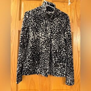 Jones New York Black, Gray and White Animal Print Patterned Jacket